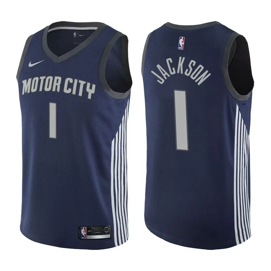 Detroit Pistons Reggie Jackson 1 City Edition Navy NBA Jersey Men's