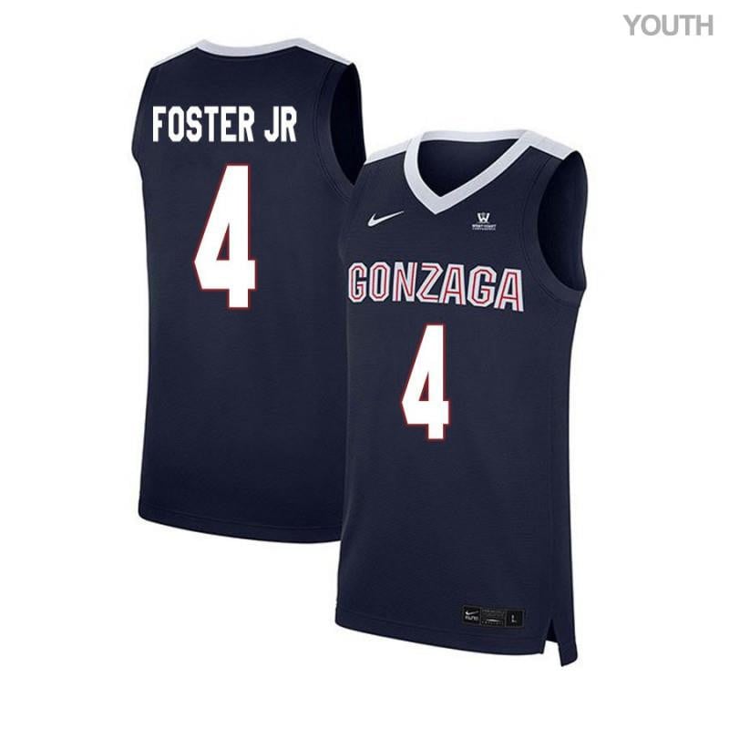 4 Greg Foster Jr Navy Elite Gonzaga Bulldogs NCAA Jersey Youth