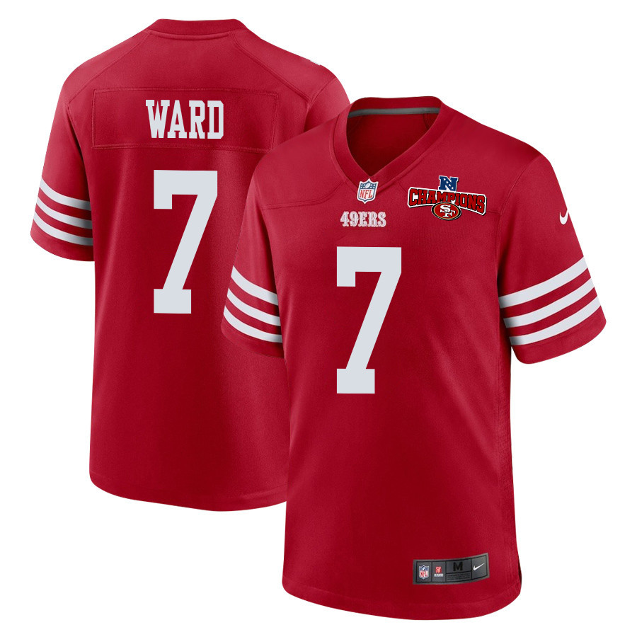 Charvarius Ward 7 San Francisco 49ers NFC Champions Patch Game Scarlet NFL Jersey Men's