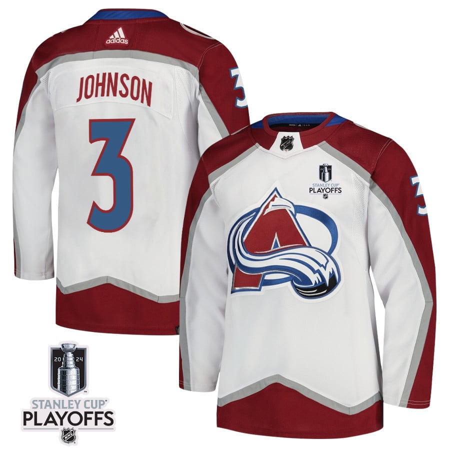 Jack Johnson 3 Colorado Avalanche 2024 Playoffs Patch Away White NHL Jersey Men's