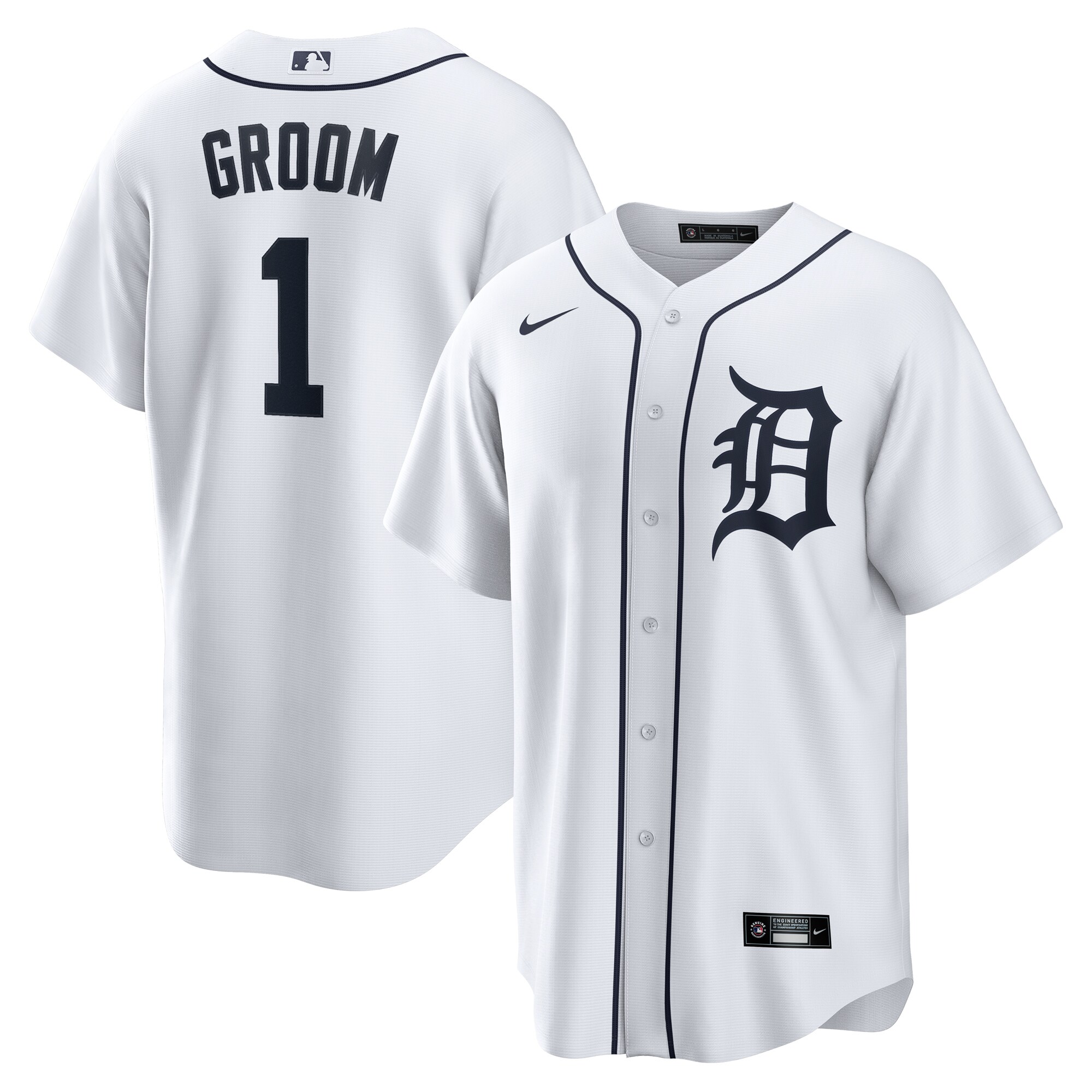Detroit Tigers White #1 Groom Home MLB Jersey Men's