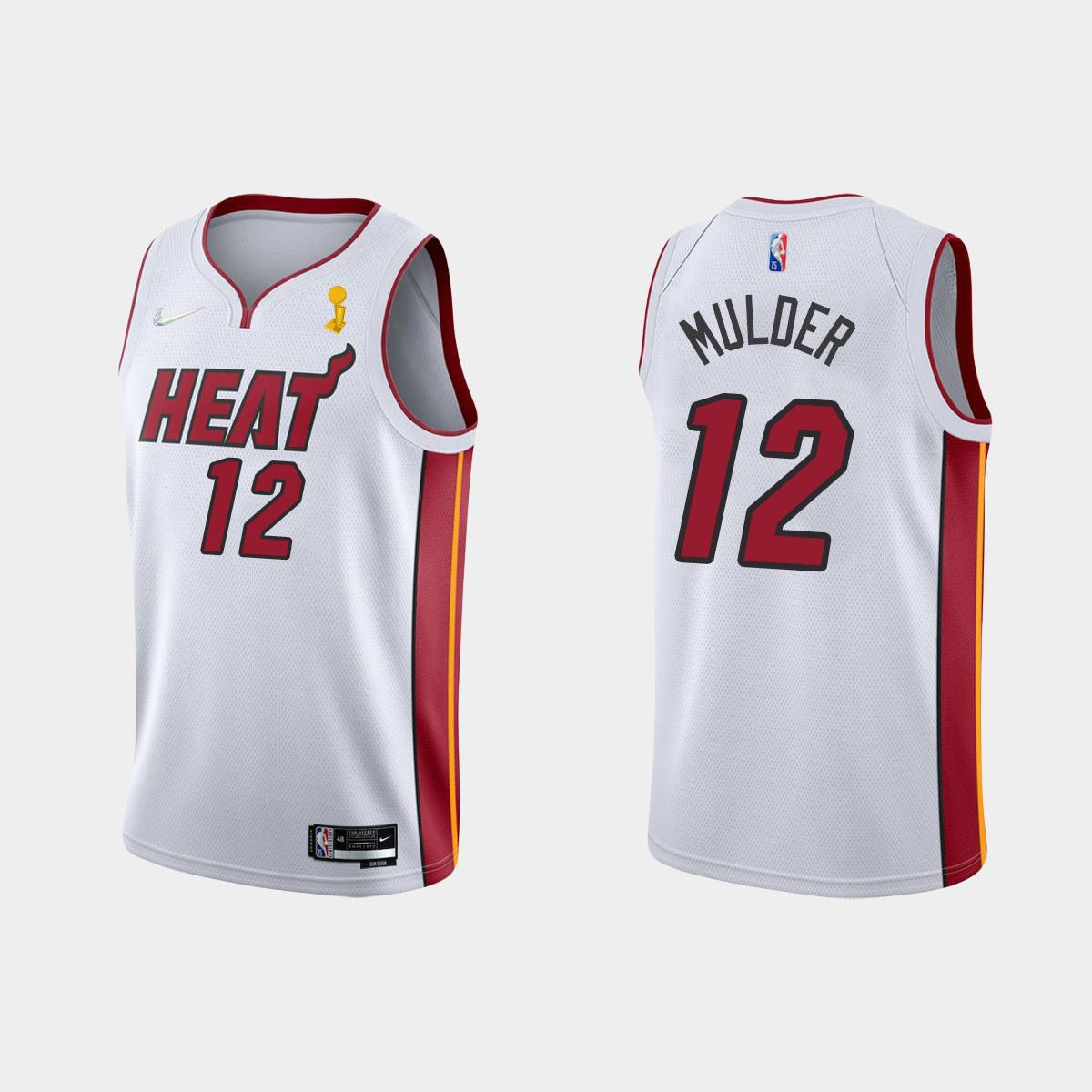 Miami Heat 12 Mychal Mulder Champions Cup 2023 Patc White NBA Jersey Men's