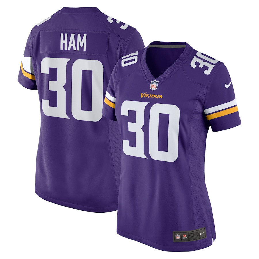 C.J. Ham 30 Minnesota Vikings Game Purple NFL Jersey Women's
