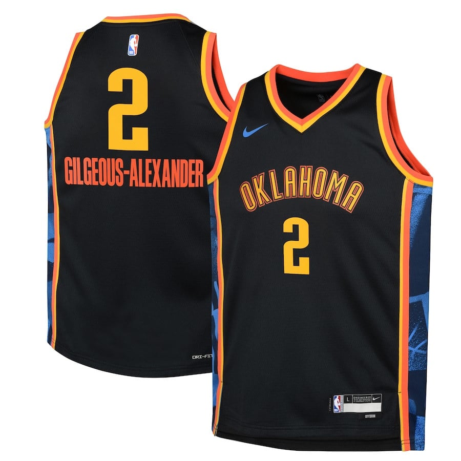 Shai Gilgeous-Alexander 2 Oklahoma City Thunder 2024/25 Swingman Playe City Edition Black NBA Jersey Youth