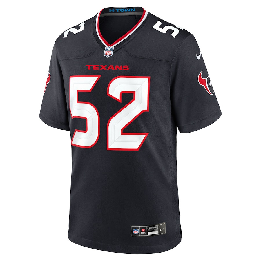 Jerry Hughes 52 Houston Texans Team Game Navy NFL Jersey Men's