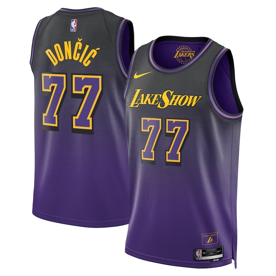Luka Doncic 77 Los Angeles Lakers 2024/25 City Edition Swingman Purple NBA Jersey Men's