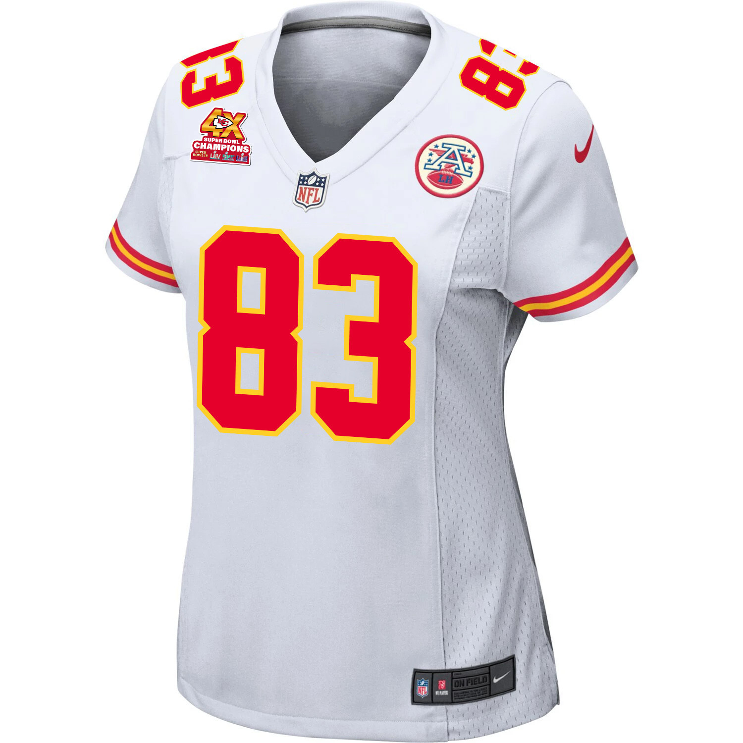 Noah Gray 83 Kansas City Chiefs Super Bowl LVIII Champions 4X Game White NFL Jersey Women's