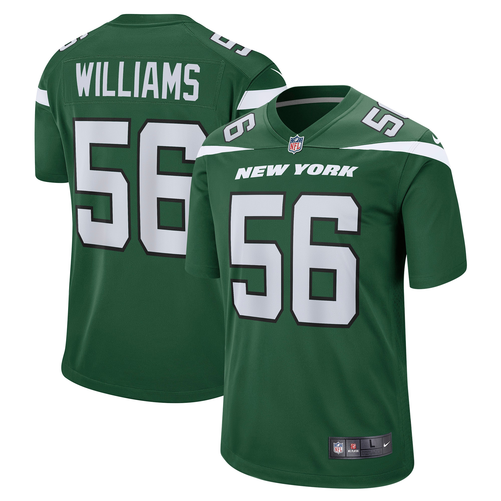 New York Jets Quincy Williams Gotham Green Game NFL Jersey Men's
