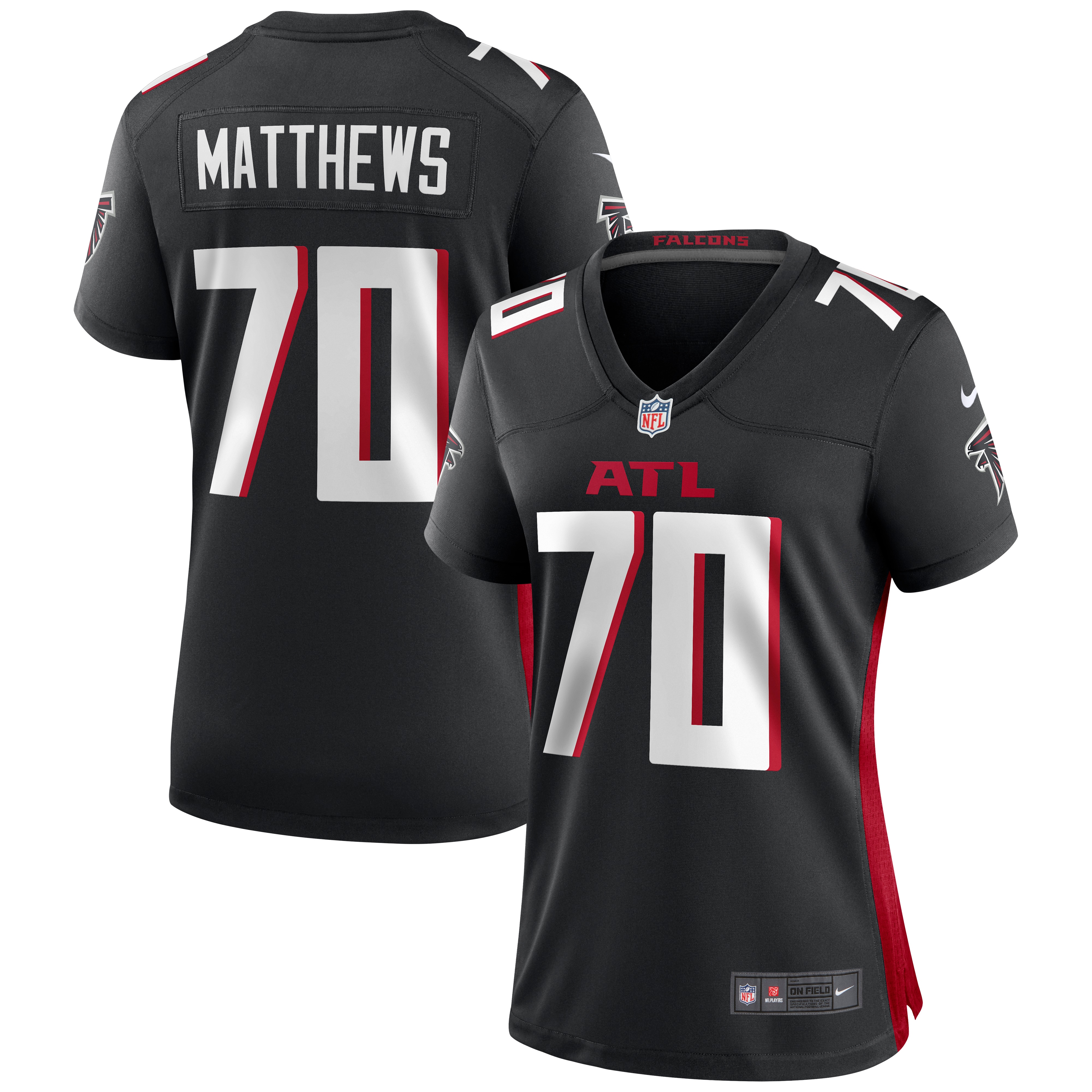 Atlanta Falcons Jake Matthews Black Game NFL Jersey Women's