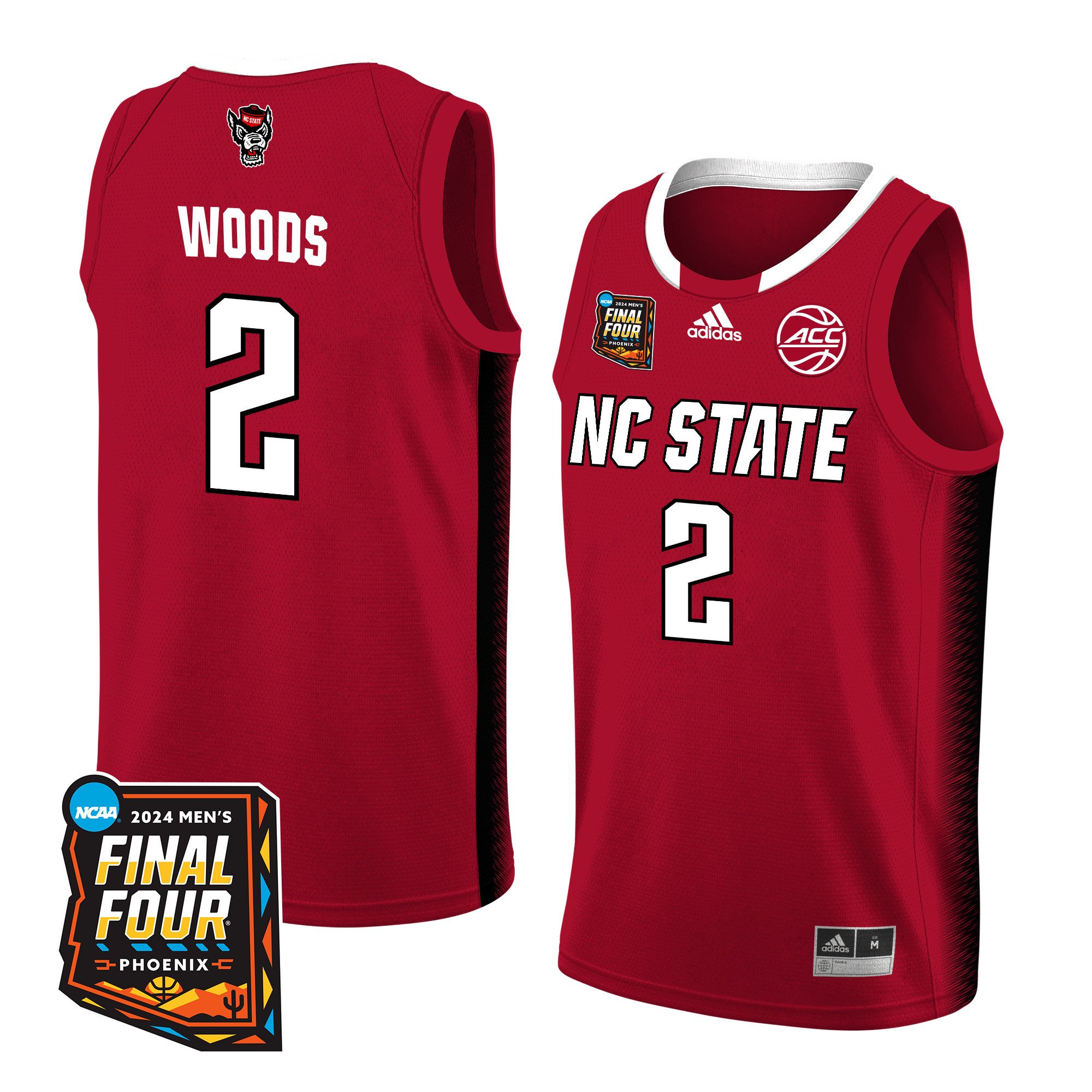 Kam Woods NC State 2024 Final Four Patch Re White NCAA Jersey Men's