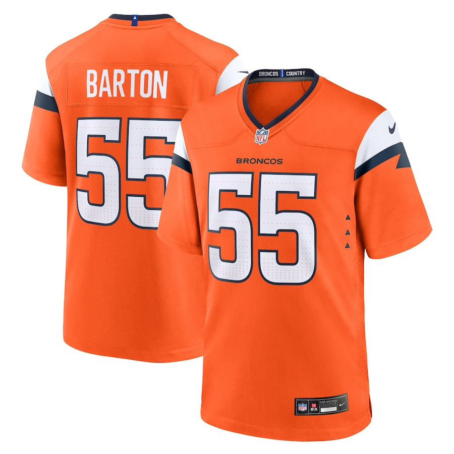 Cody Barton 55 Denver Broncos Game Orange NFL Jersey Men's