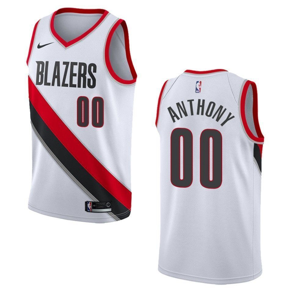 Portland Trail Blazers 00 Carmelo Anthony Association Swingman White NBA Jersey Men's