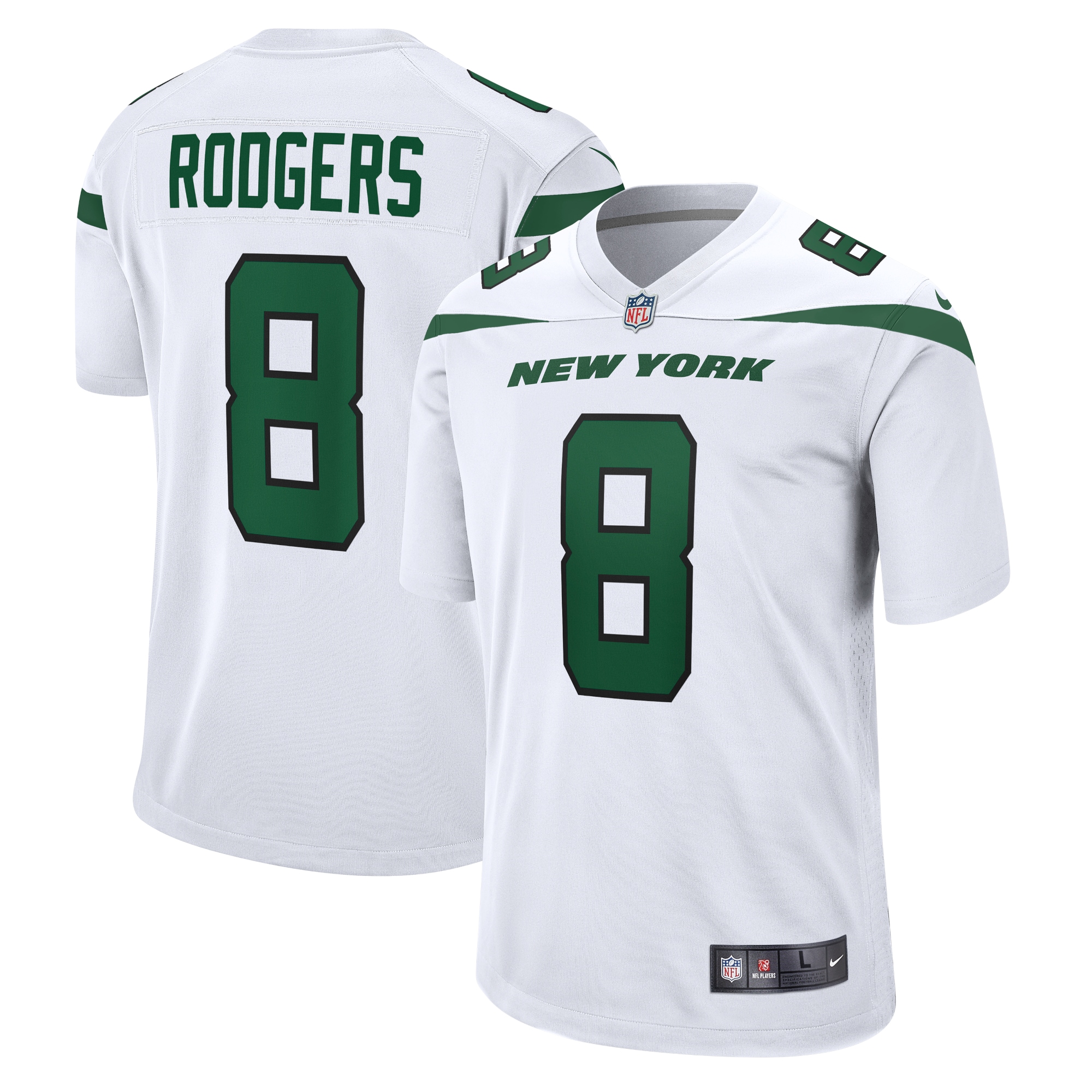 New York Jets Aaron Rodgers White Game NFL Jersey Men's