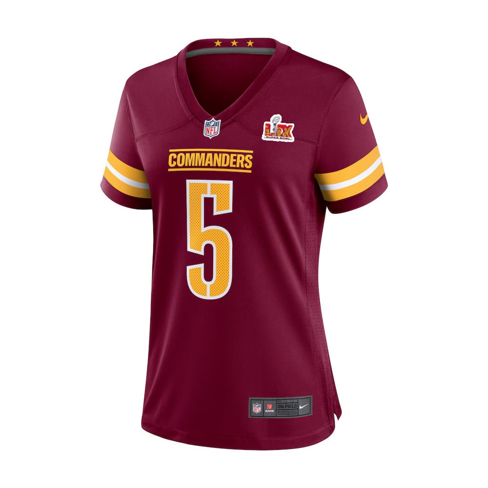 Jayden Daniels #5 Washington Commanders Super Bowl LIX Burgundy NFL Jersey Women's