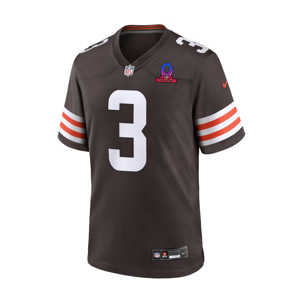 Jerry Jeudy 3 Cleveland Browns 2025 Pro Bowl Patch Game Brown NFL Jersey Men's