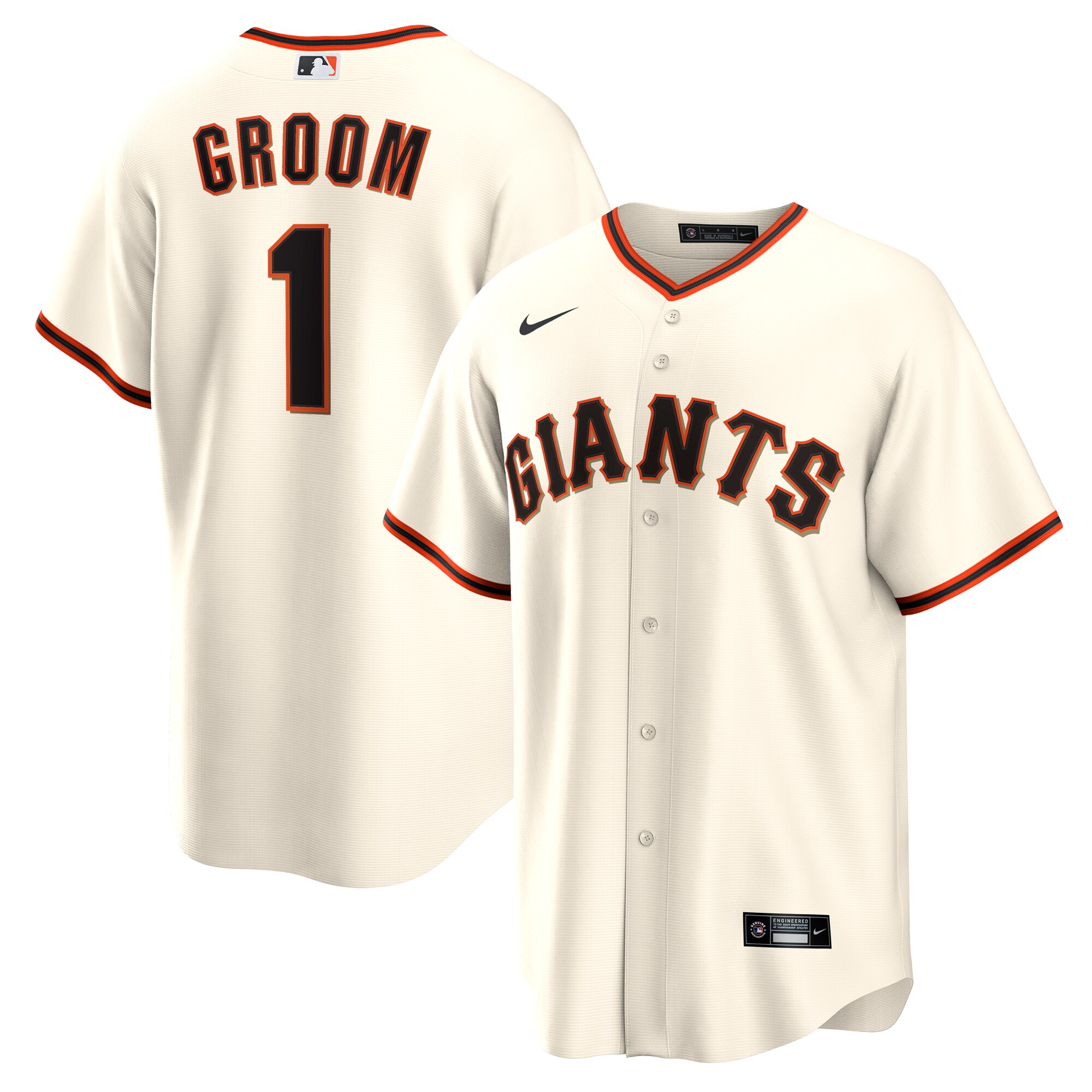 San Francisco Giants White #1 Groom Home MLB Jersey Men's