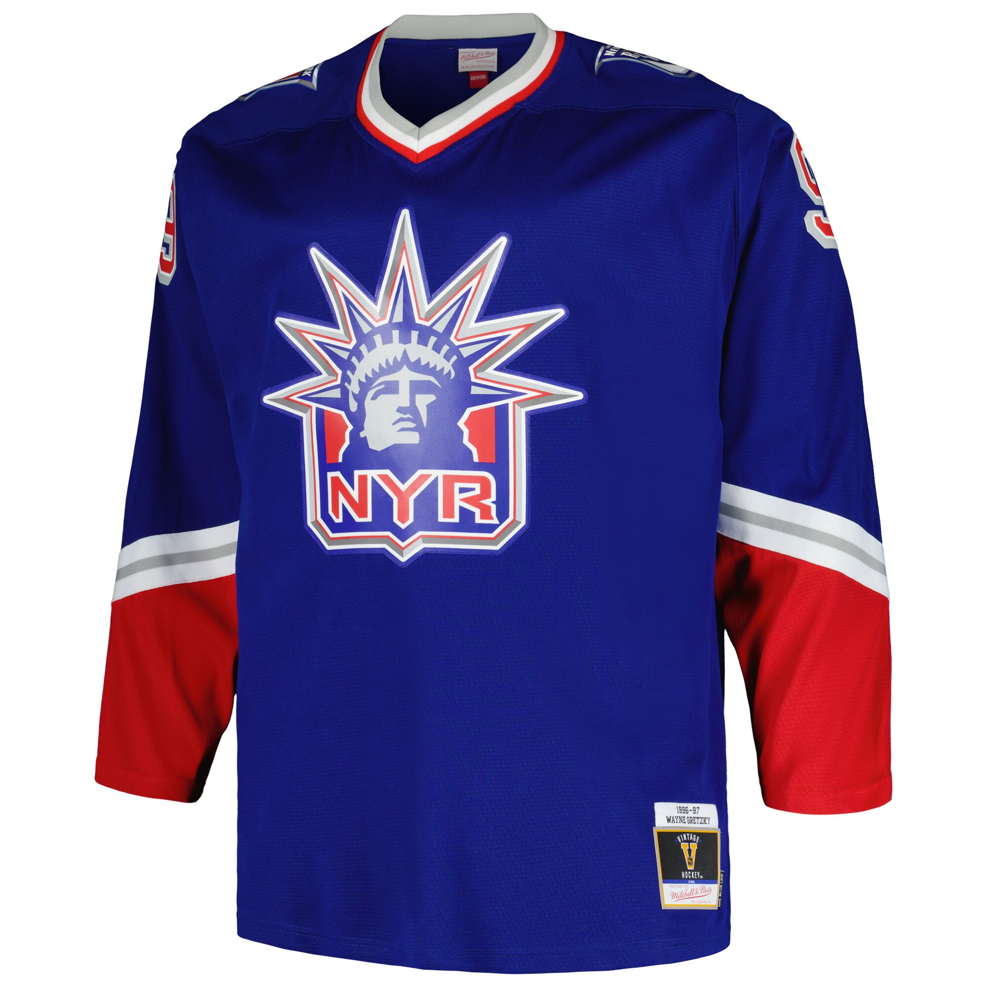 New York Rangers Wayne Gretzky Mitchell Ness Blue Big Tall Blue Line Player NHL Jersey Men's