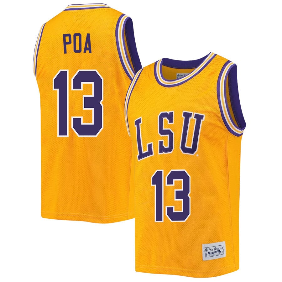 Last-Tear Poa 13 LSU Tigers 2023 Retro- Gold NCAA Jersey Men's