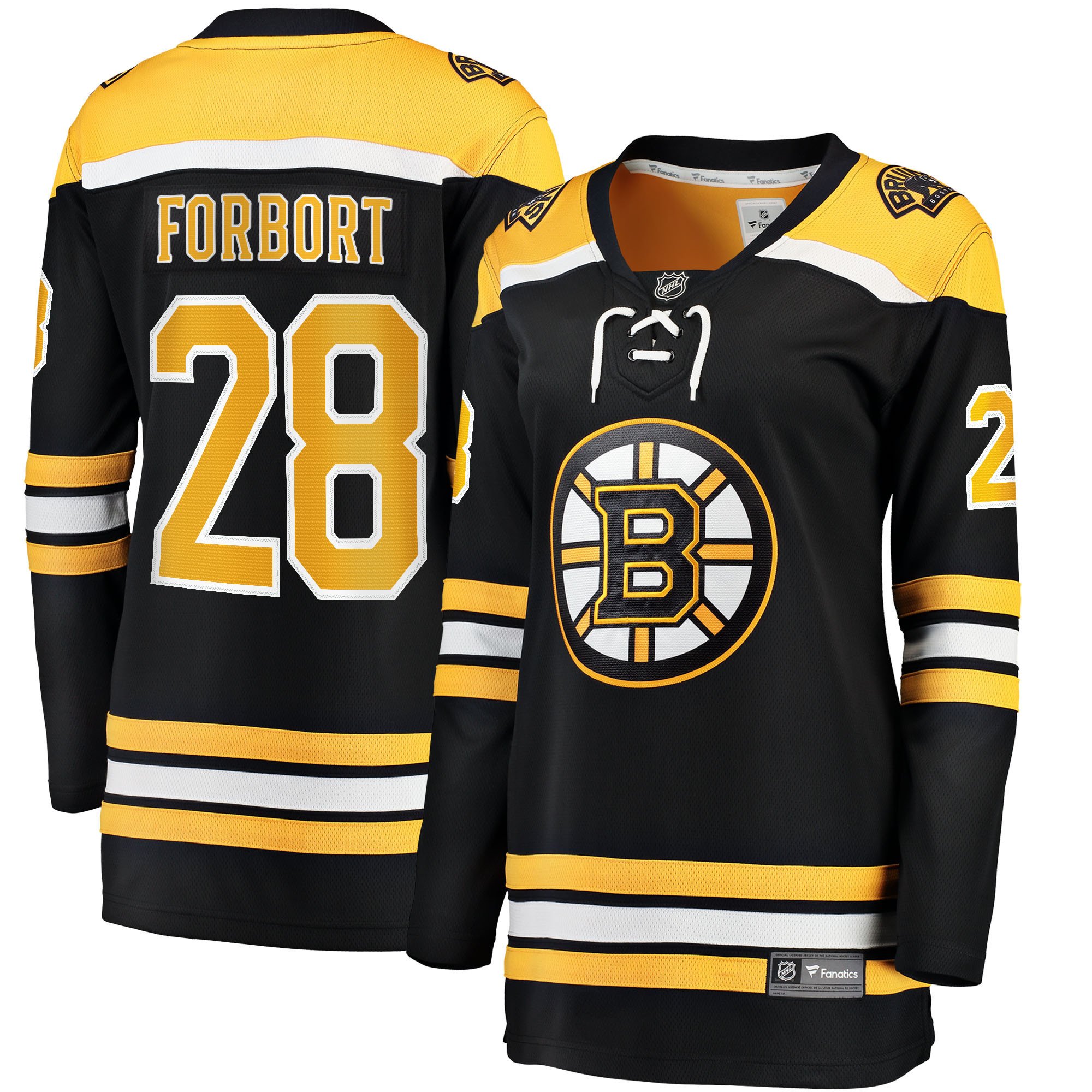Derek Forbort 28 Boston Bruins Home Breakaway Women, Black NHL Jersey Women's