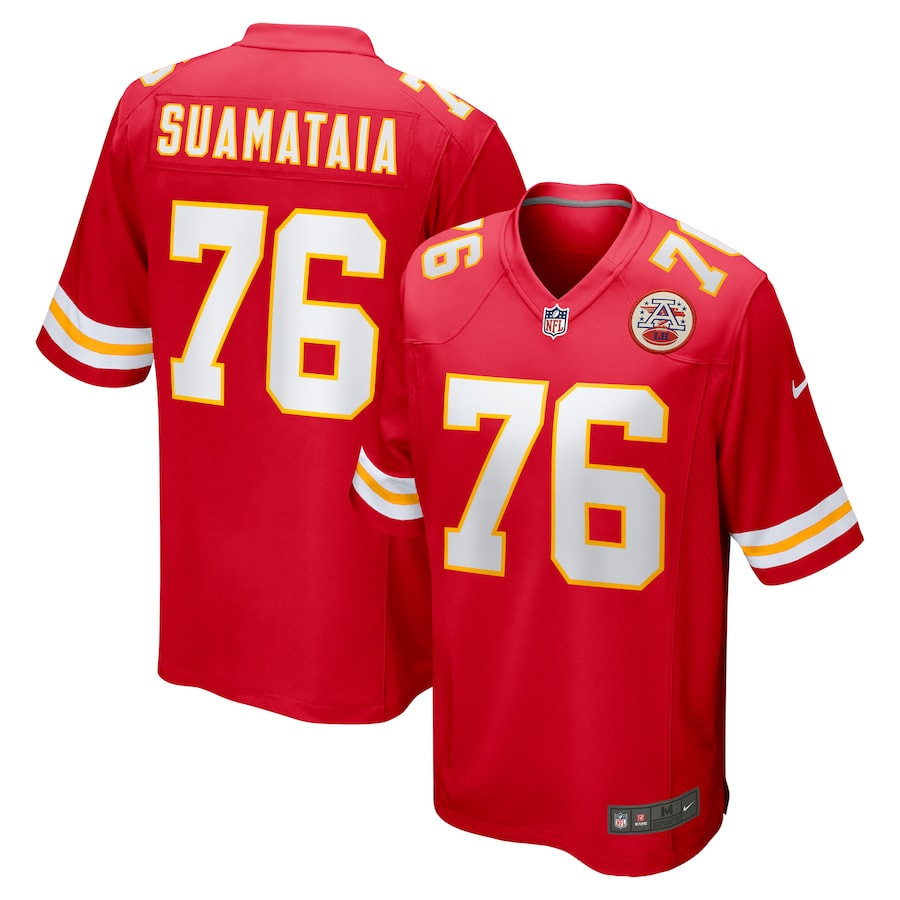 Kingsley Suamataia 76 Kansas City Chiefs Game Red NFL Jersey Men's