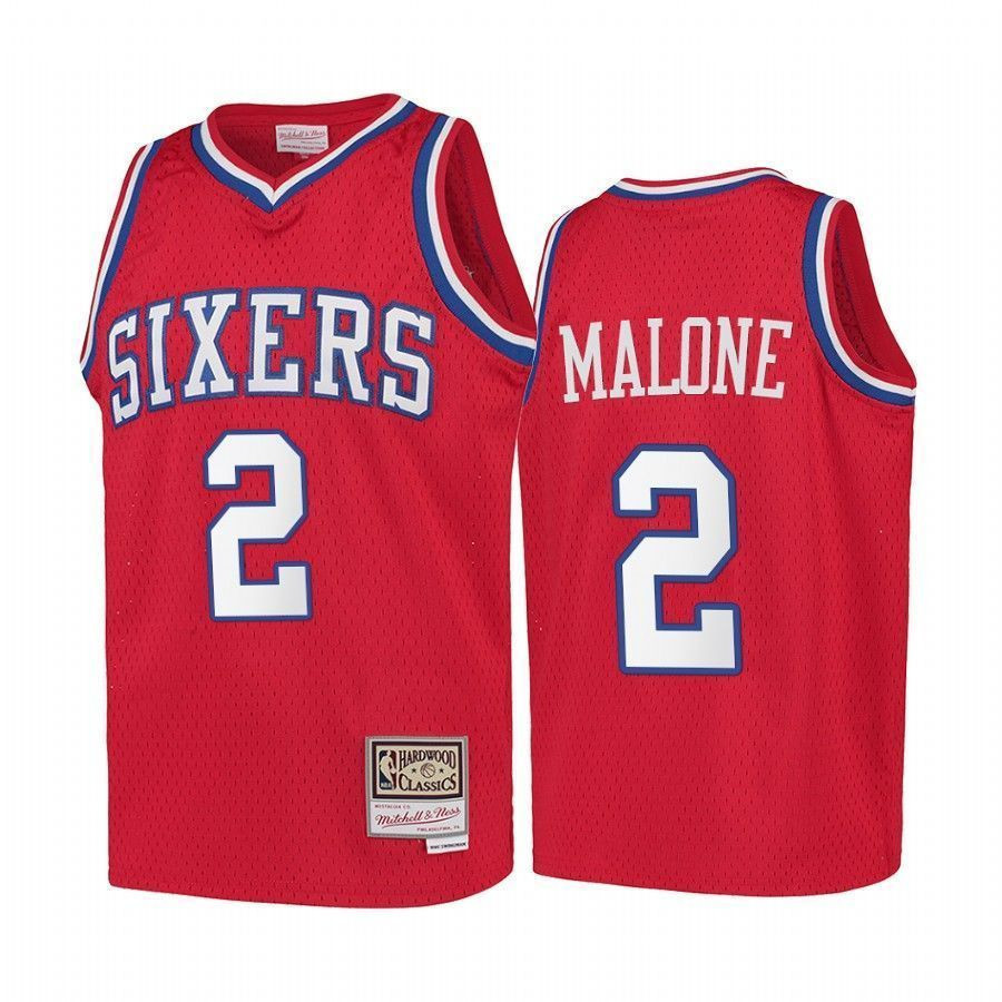 Moses Malone Philadelphia 76ers Hardwood Classics Kids Red NBA Jersey Youth