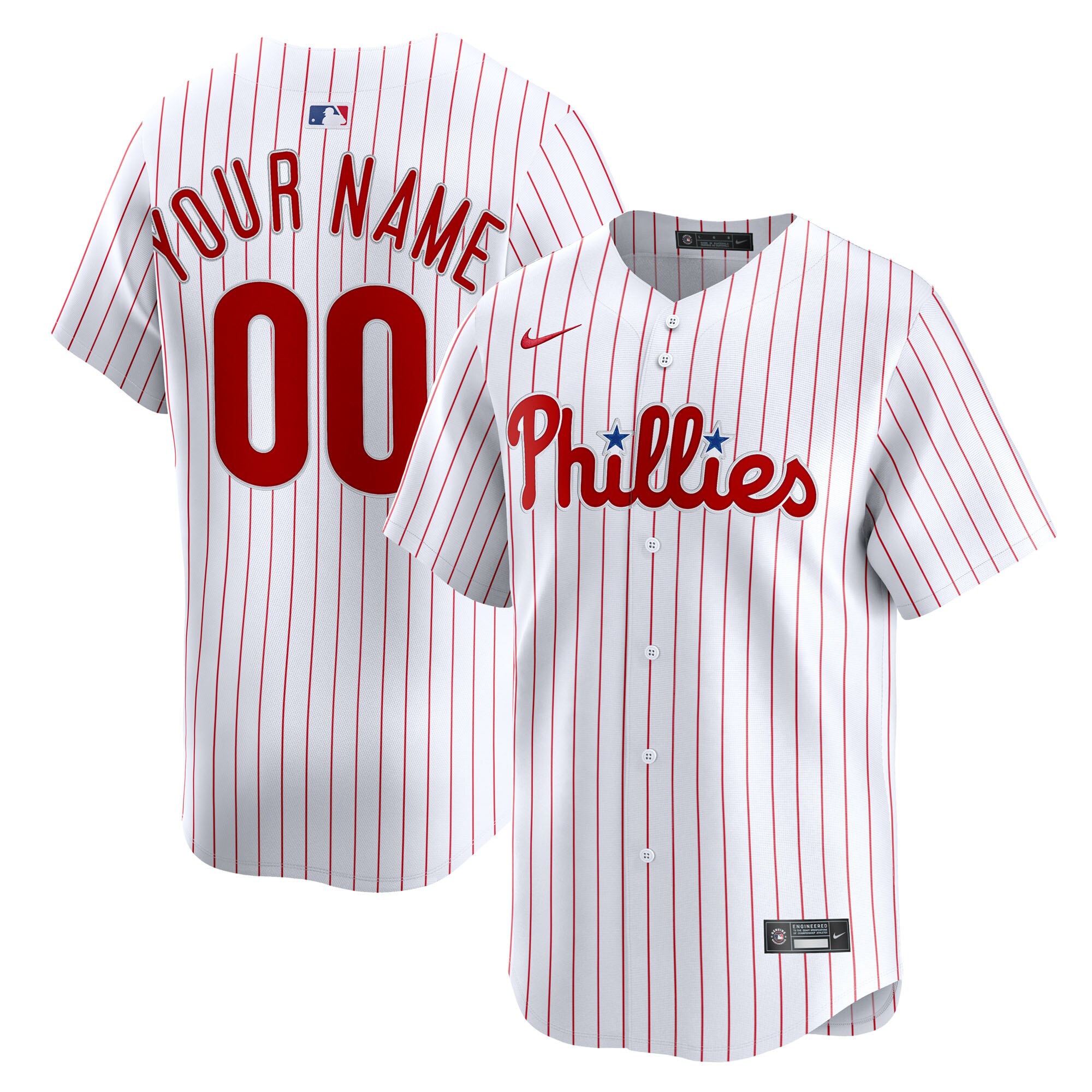 Philadelphia Phillies White Home Limited Custom MLB Jersey Men's