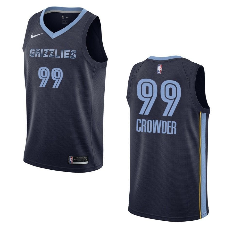 Memphis Grizzlies 99 Jae Crowder Icon Swingman Navy NBA Jersey Men's