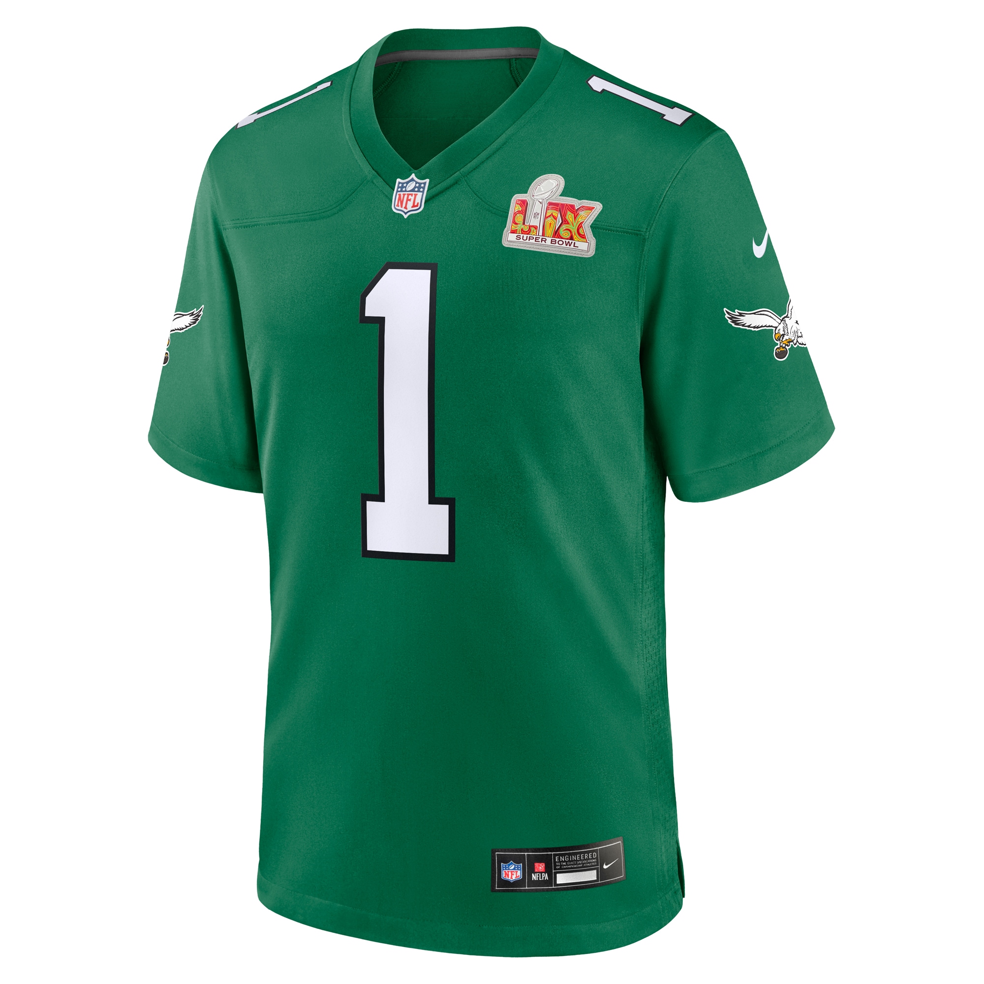 Philadelphia Eagles Jalen Hurts Kelly Green Super Bowl LIX 2nd Alternate Game NFL Jersey Men's
