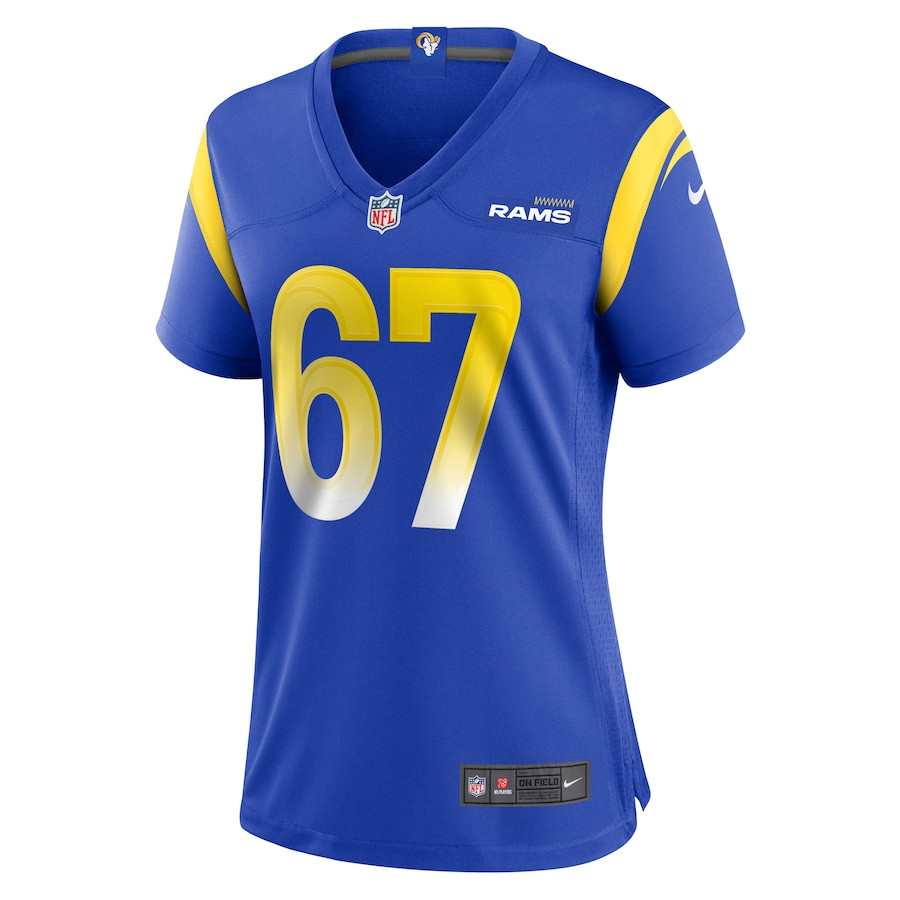 Justin Dedich 67 Los Angeles Rams Game Royal NFL Jersey Women's