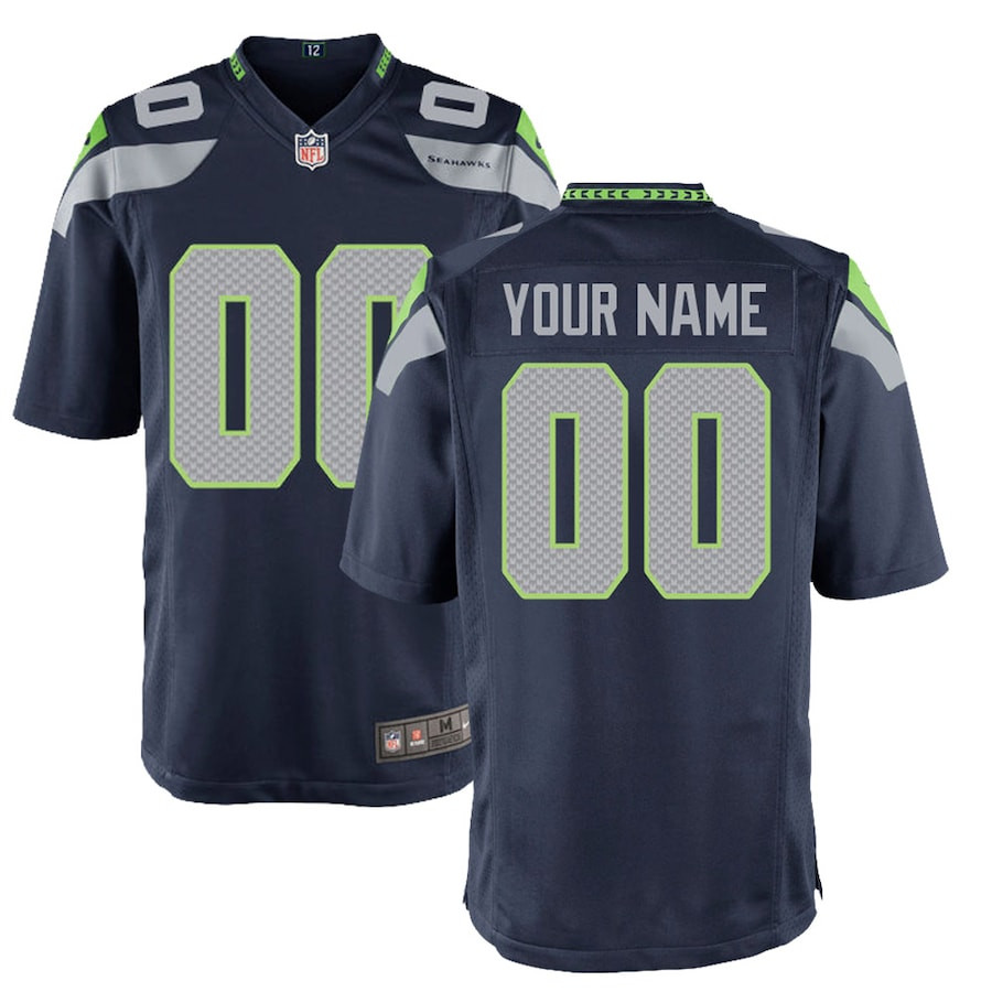 Seattle Seahawks Custom Game College Navy NFL Jersey Youth