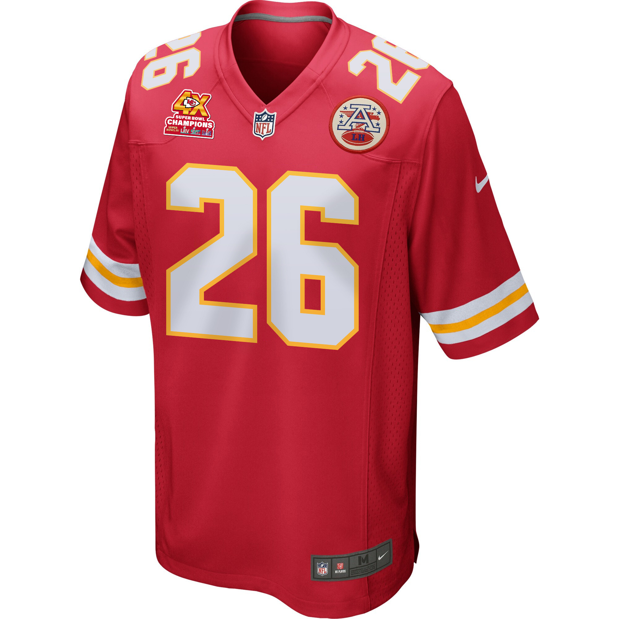 Deon Bush 26 Kansas City Chiefs Super Bowl LVIII Champions 4X Game Red NFL Jersey Men's