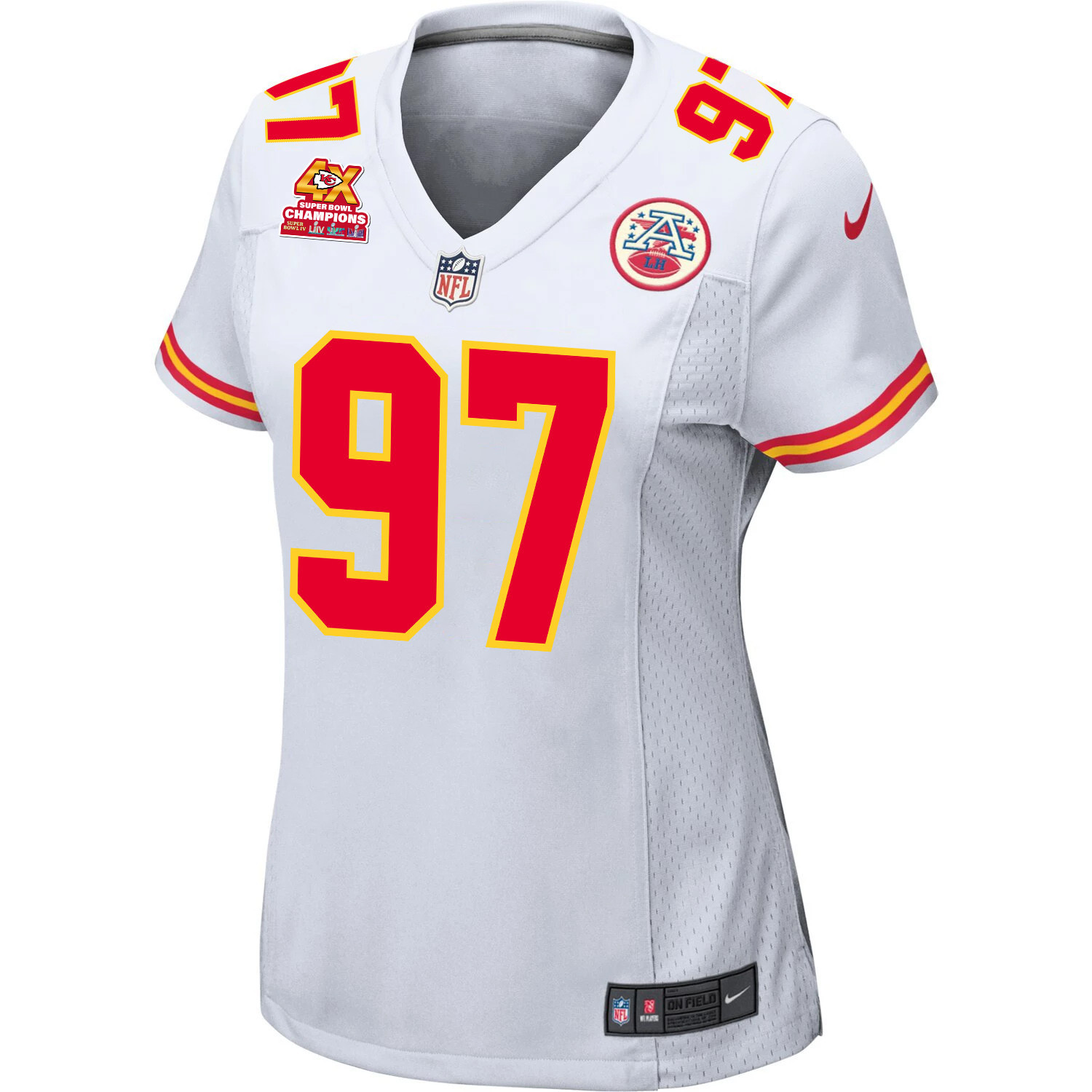 Felix Anudike-Uzomah 97 Kansas City Chiefs Super Bowl LVIII Champions 4X Game White NFL Jersey Women's