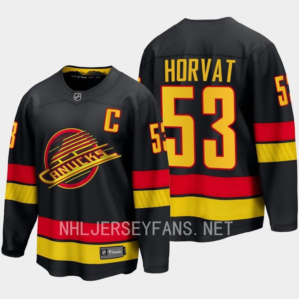 Vancouver Canucks Bo Horvat 53 2023-24 Alternate Breakaway Black NHL Jersey Men's