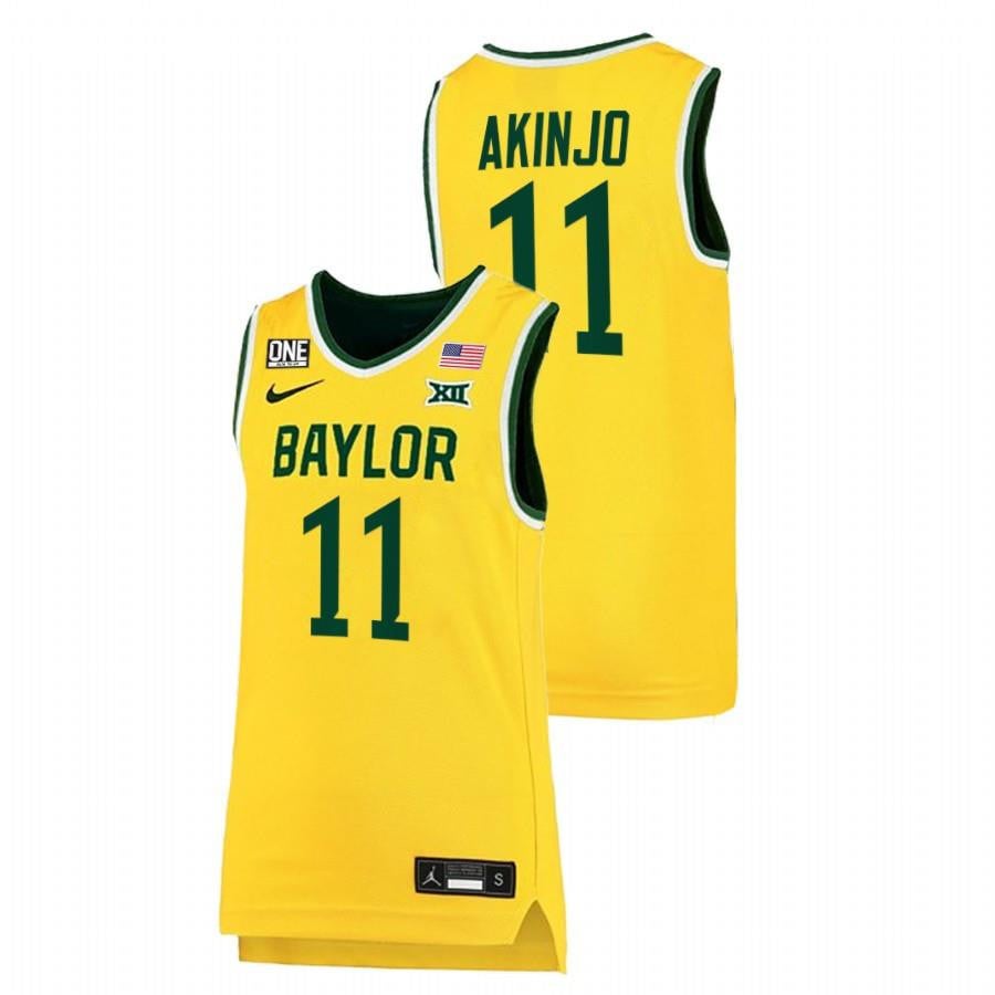 James Akinjo 11 Gold Baylor Bears 2022 Big 12 College NCAA Jersey Men's