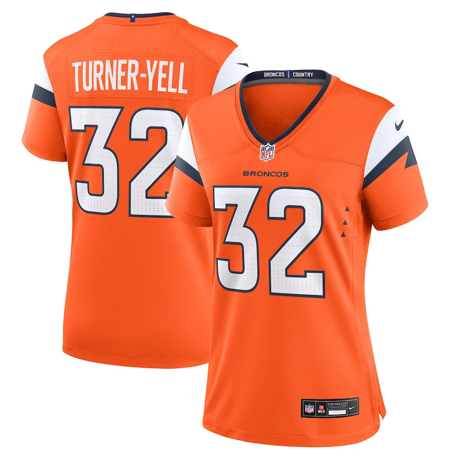 Delarrin Turner-Yell 32 Denver Broncos Team Game Orange NFL Jersey Women's