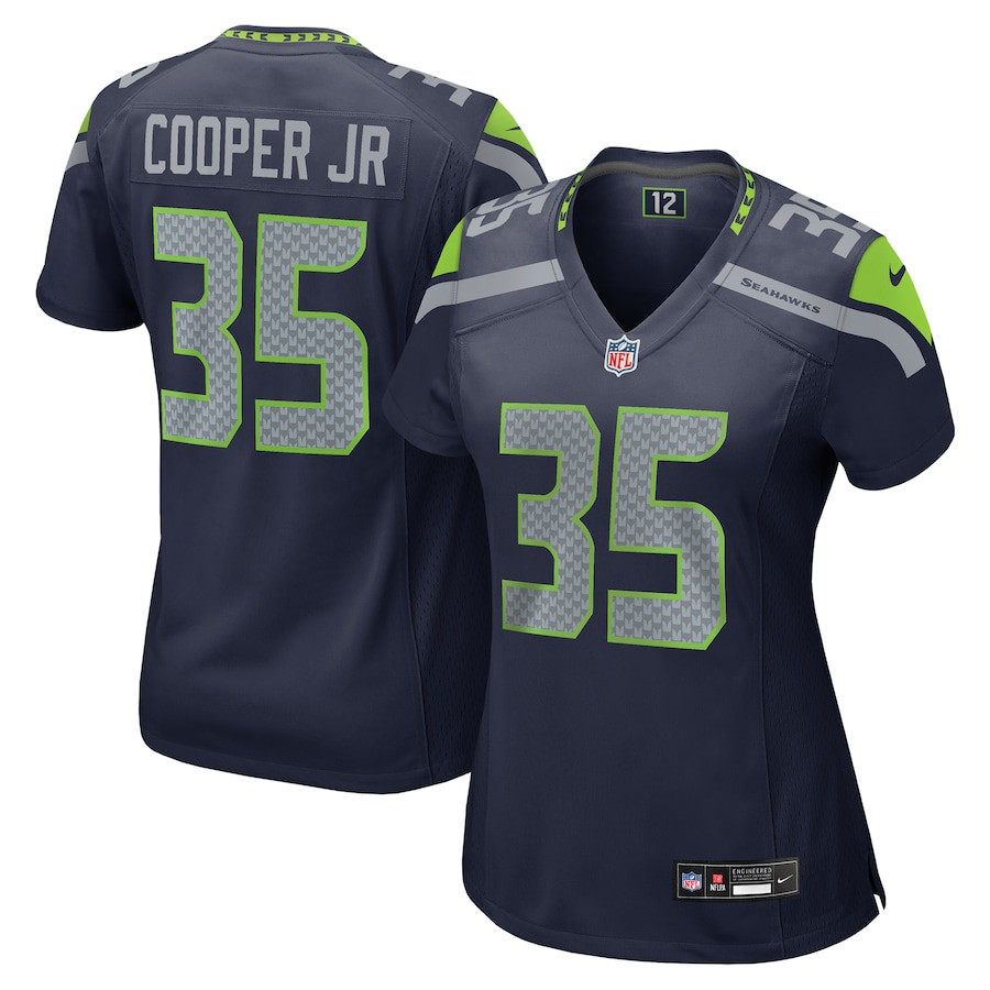 Ryan Cooper Jr. 35 Seattle Seahawks Game College Navy NFL Jersey Women's