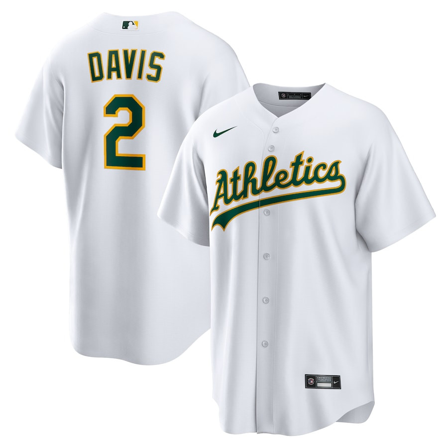 Khris Davis 2 Oakland Athletics Home White MLB Jersey Men's