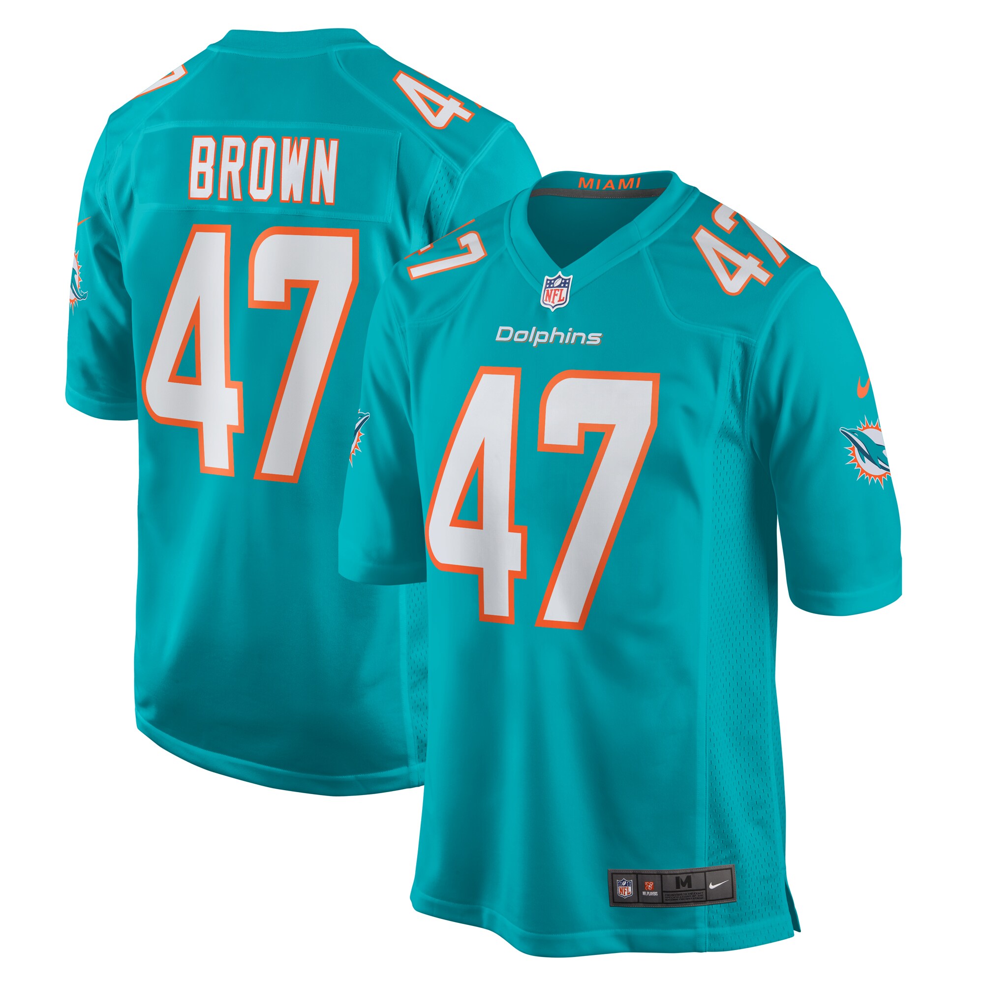 Miami Dolphins Cam Brown Aqua Game NFL Jersey Men's