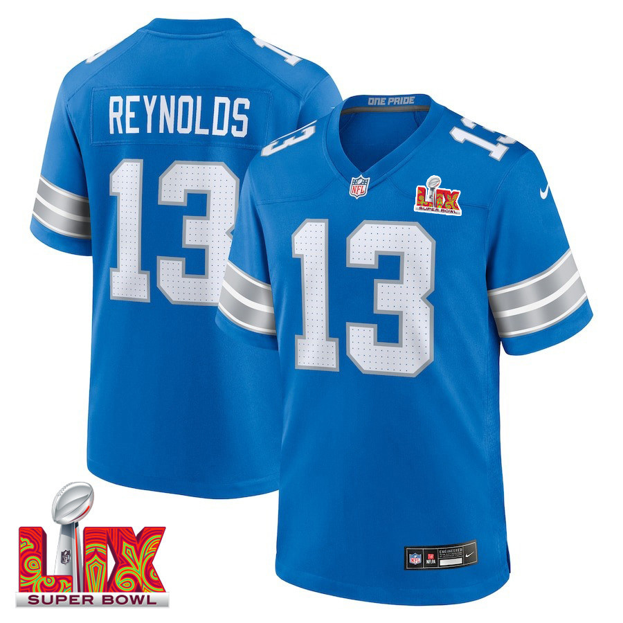 Craig Reynolds #13 Detroit Lions Super Bowl LIX Blue NFL Jersey Men's
