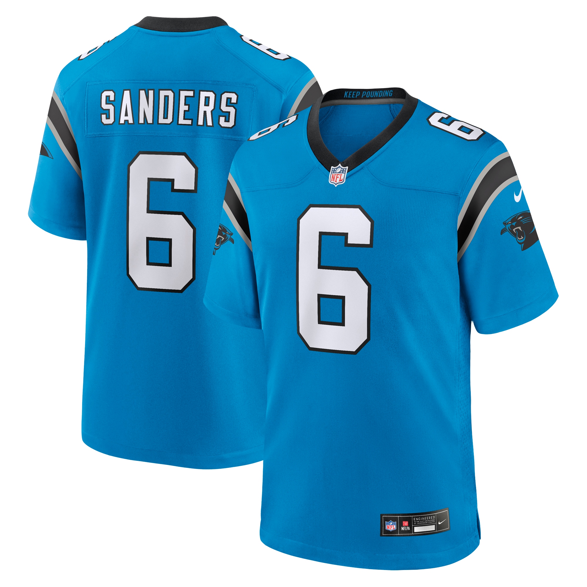 Carolina Panthers Miles Sanders Blue Team Game NFL Jersey Men's