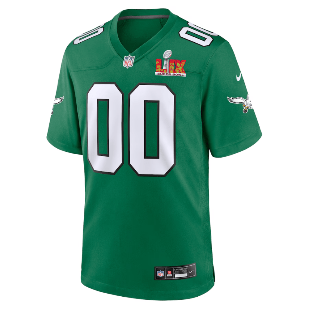 Philadelphia Eagles Super Bowl LIX Patch Alternate Game Custom Kelly Green NFL Jersey Men's