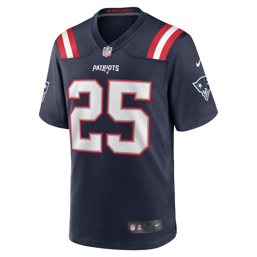 Marcus Jones 25 New England Patriots Game Navy NFL Jersey Men's
