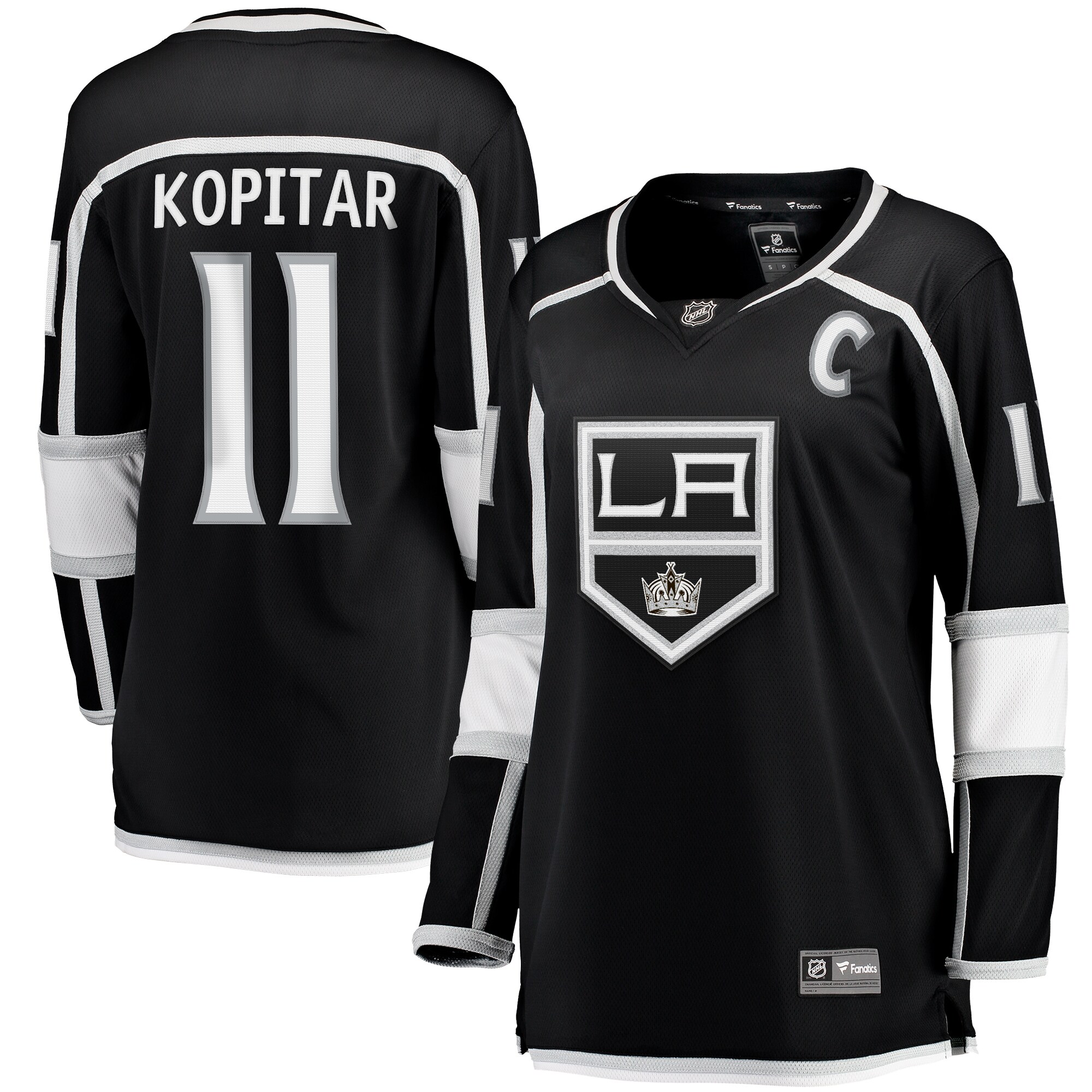 Los Angeles Kings Anze Kopitar Black Home Captain Patch Breakaway Player NHL Jersey Women's