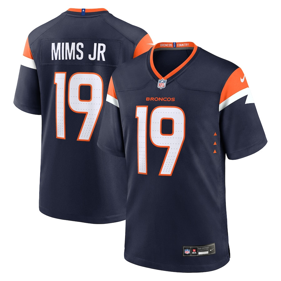 Marvin Mims Jr 19 Denver Broncos Alternate Game Navy NFL Jersey Men's