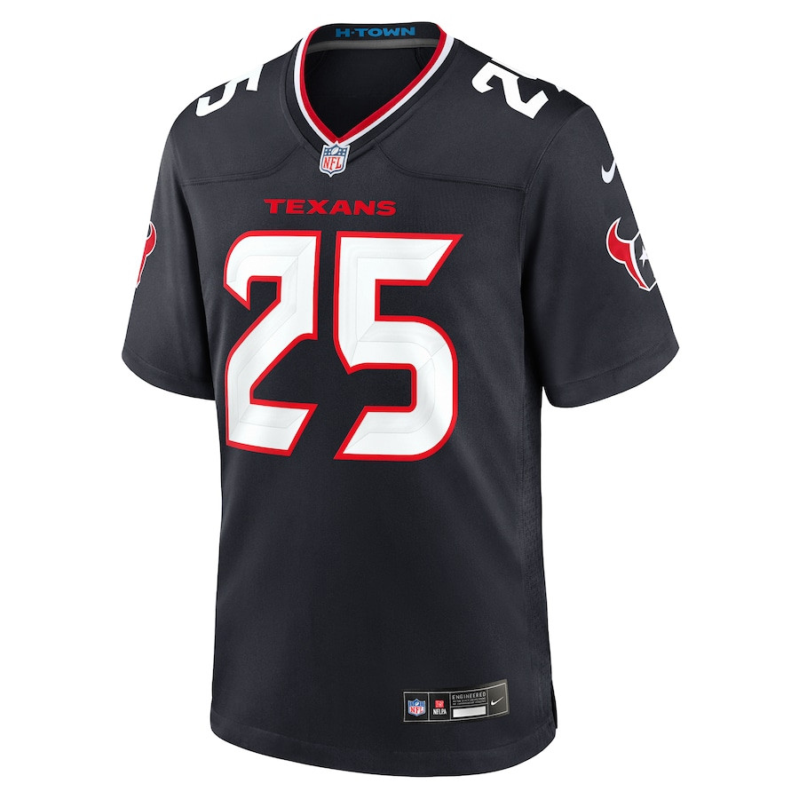 Russ Yeast 25 Houston Texans Team Game Navy NFL Jersey Men's