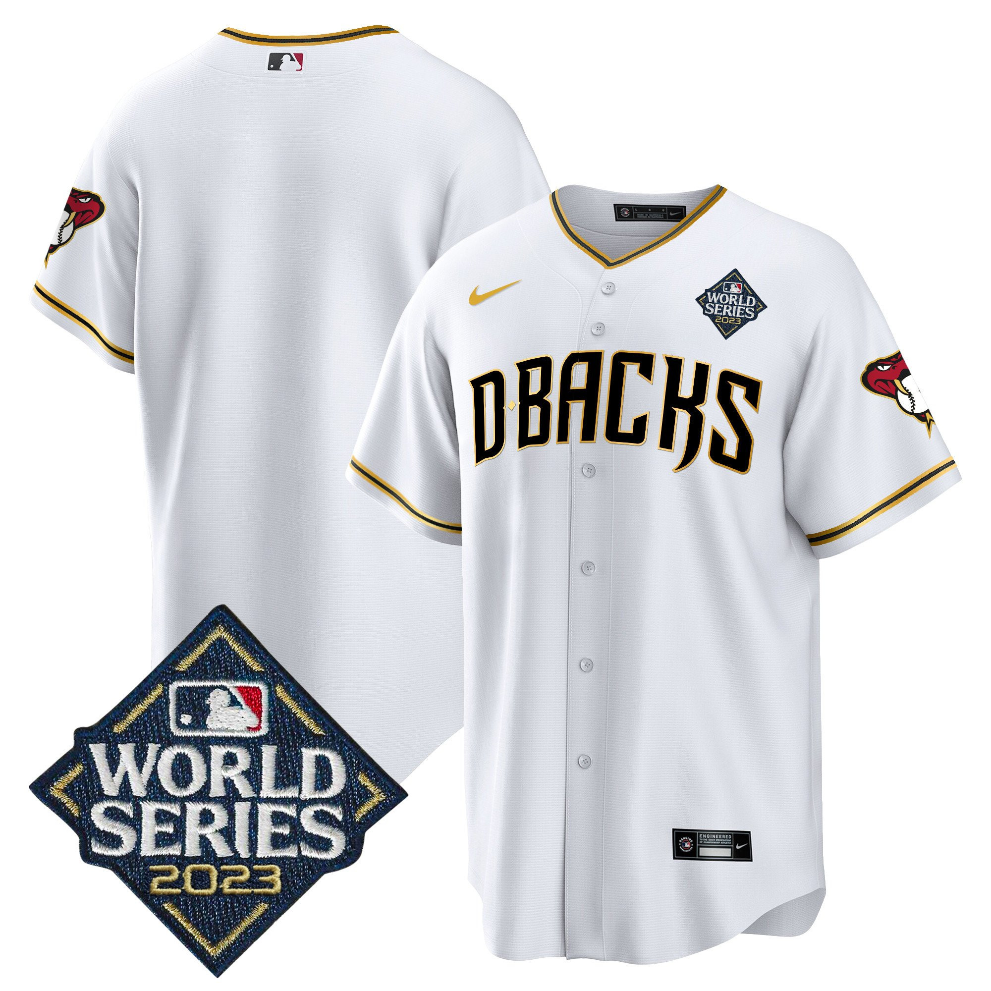 Arizona Diamondbacks 2023 World Series White Gold MLB Jersey Men's