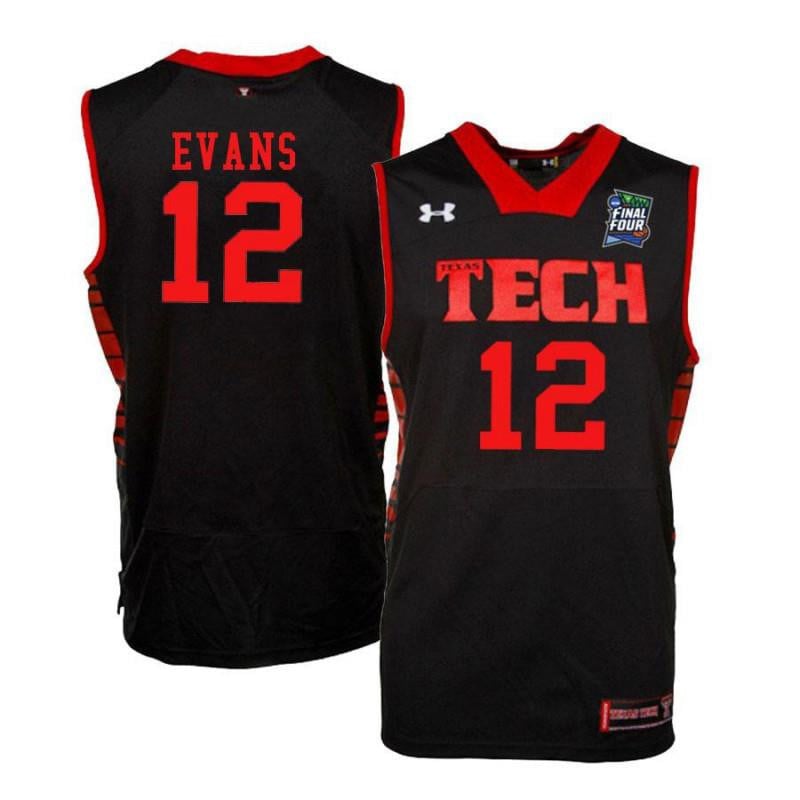 Under Armour 12 Keenan Evans Black Texas Tech Red Raiders NCAA Jersey Men's