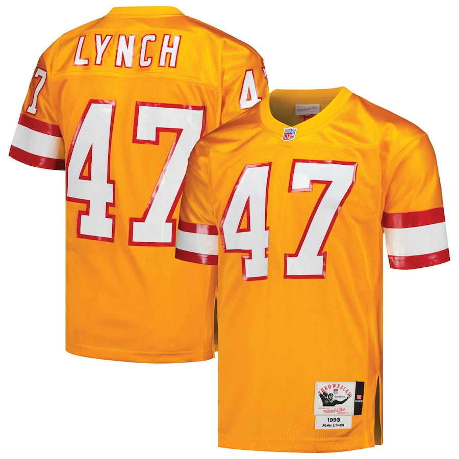 John Lynch 47 Tampa Bay Buccaneers 1993 Throwback Game Orange NFL Jersey Men's