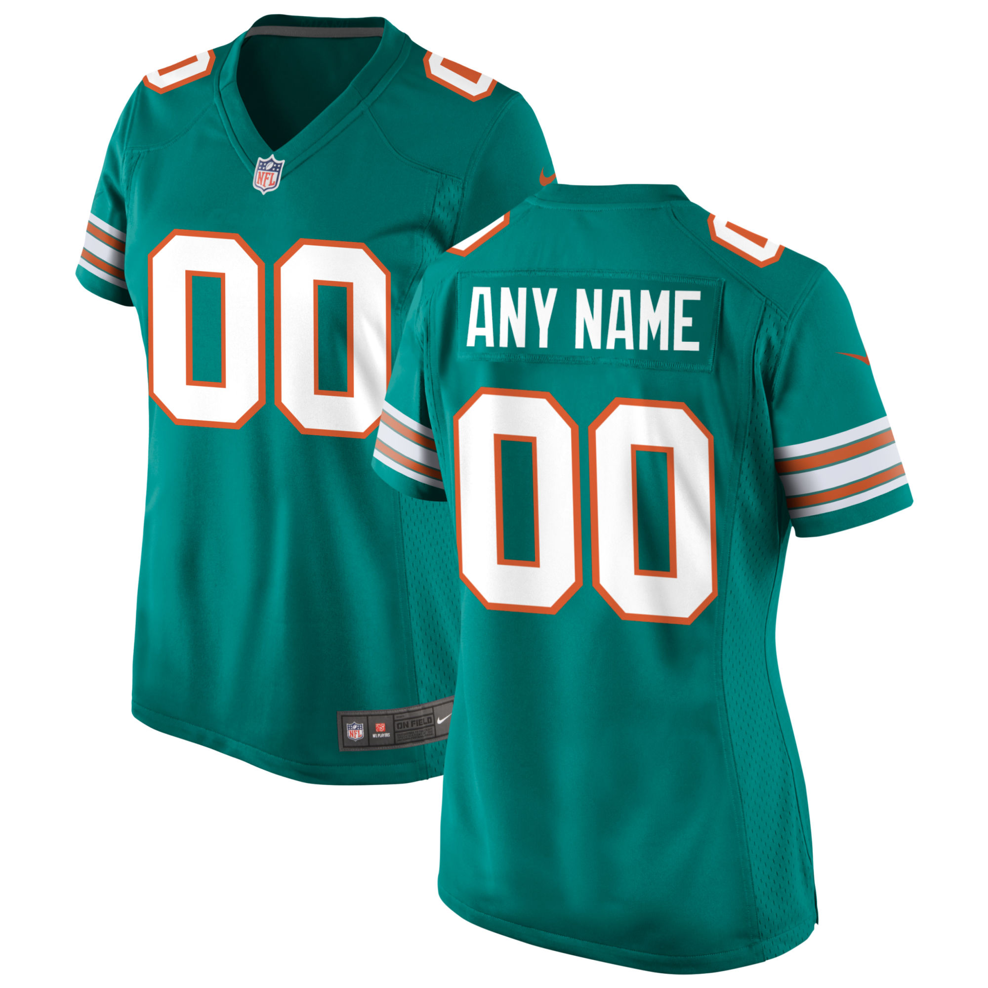 Aqua Miami Dolphins Alternate Custom Game NFL Jersey Women's