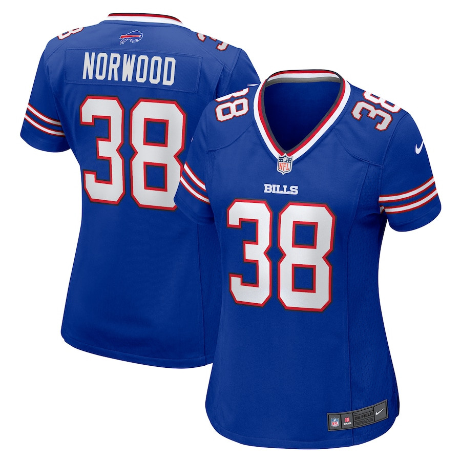 Tre Norwood 38 Buffalo Bills Game Royal NFL Jersey Women's